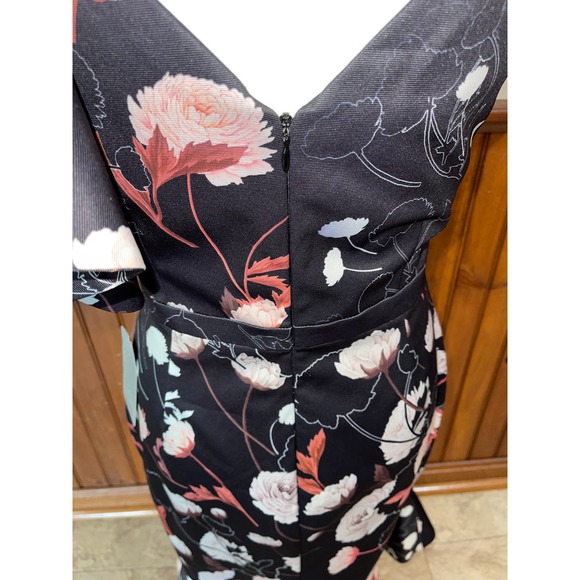 NWT Womens Cooper St. Nordstrom Black‎ Floral Flare Shoulder Sheath Dress Size 6 - Picture 10 of 13